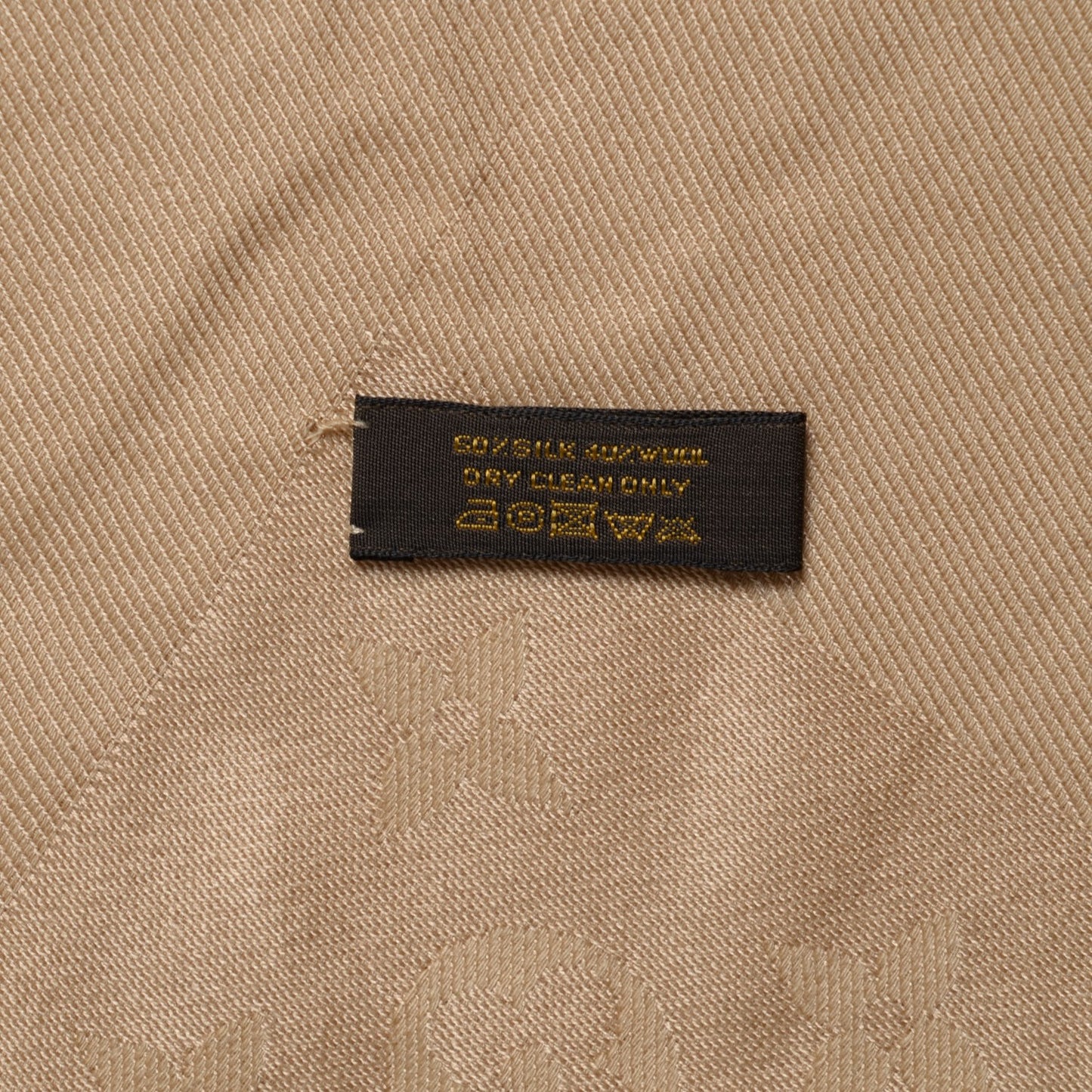 Silk Wool Monogram Shine Shawl Beige