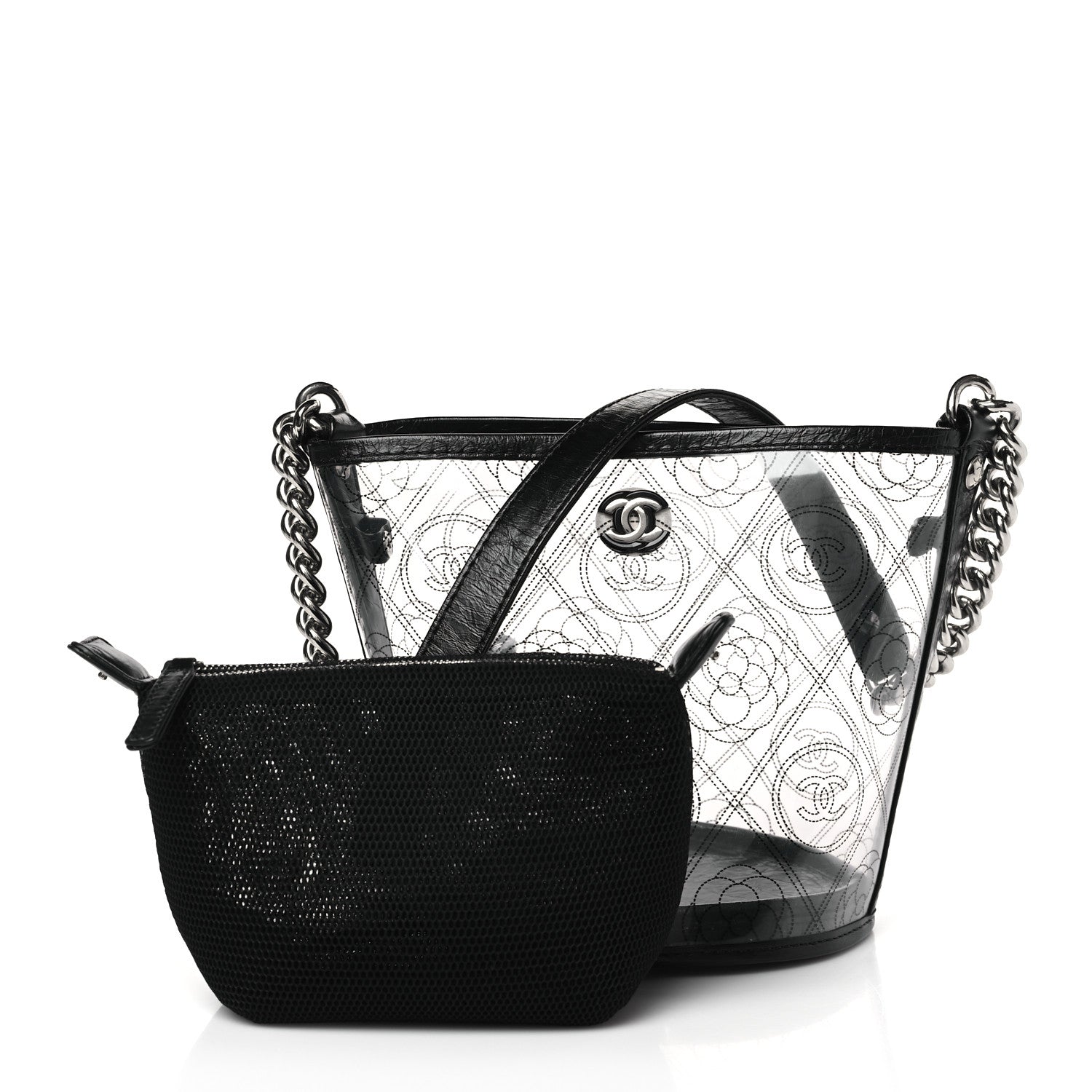 Chanel Crumpled Calfskin PVC Bucket Bag Black 3 of 10