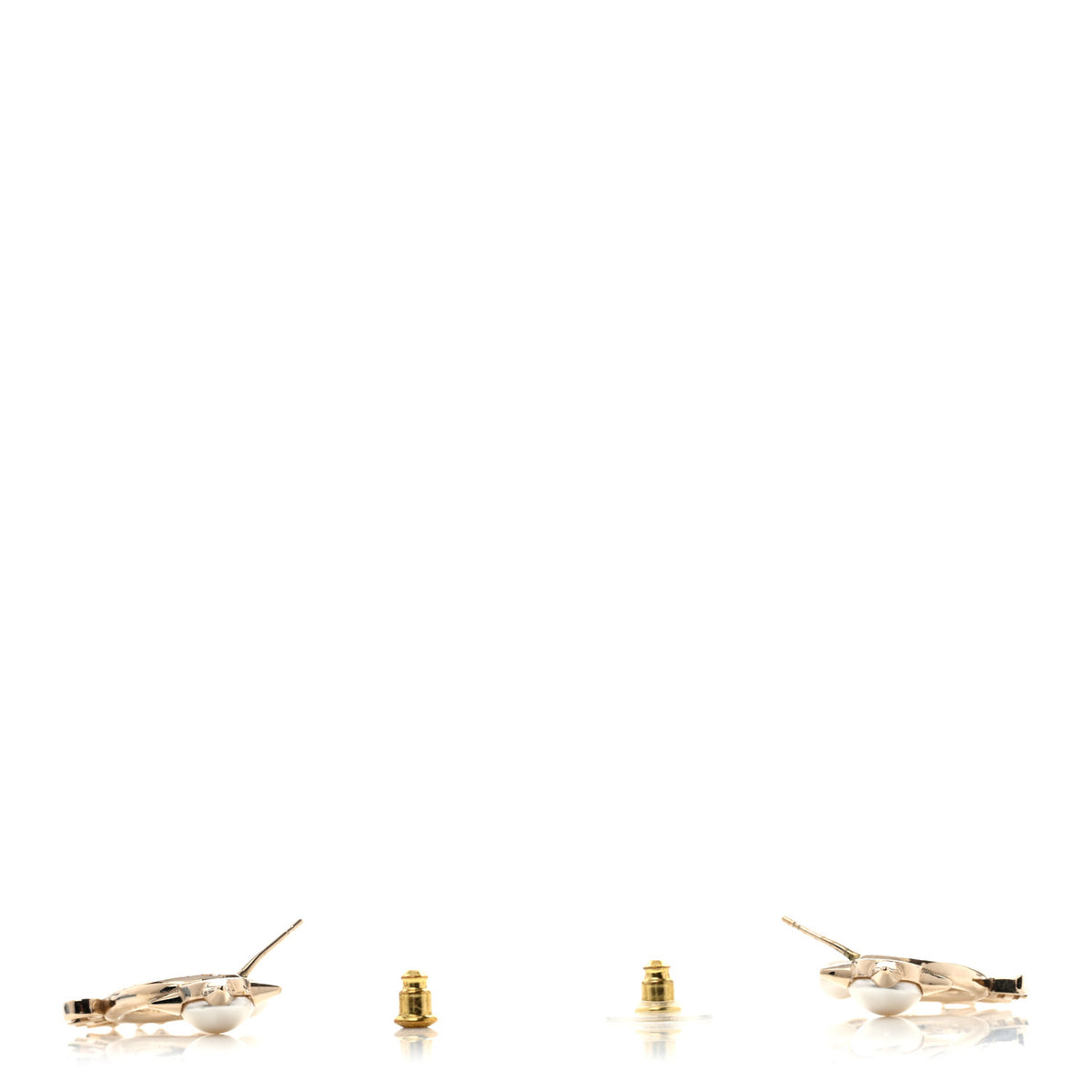 Chanel Pearl Logo Earrings Gold 3 of 4