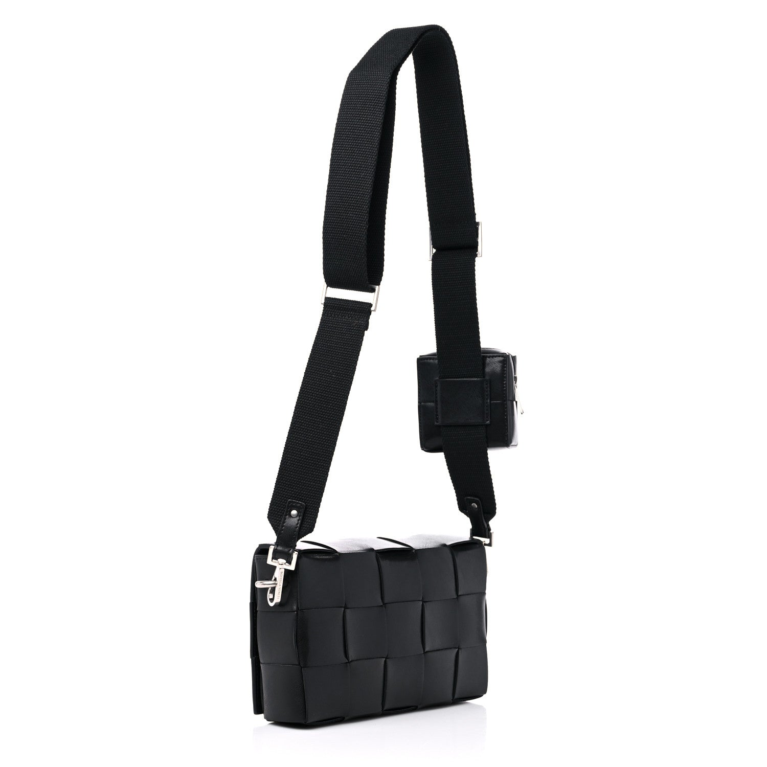 Bottega Veneta Calfskin Maxi Intreccio Cassette With Strap Bag Black 4 of 9