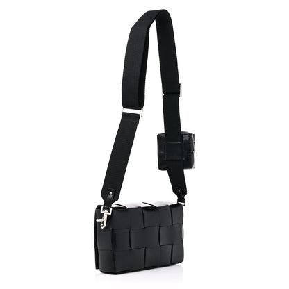 Bottega Veneta Calfskin Maxi Intreccio Cassette With Strap Bag Black 4 of 9