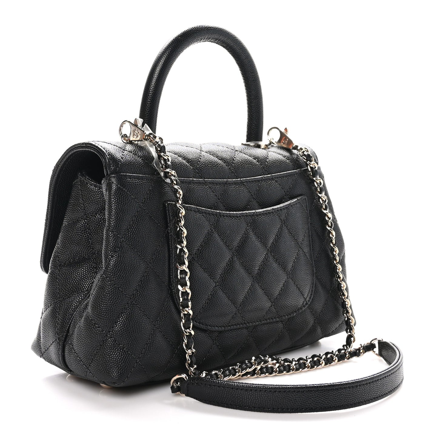 Caviar Quilted Mini Coco Handle Flap Black