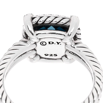 David Yurman Sterling Silver Diamond Hampton Blue Topaz 9mm Chatelaine Pave Bezel Ring 52 6 5 of 5