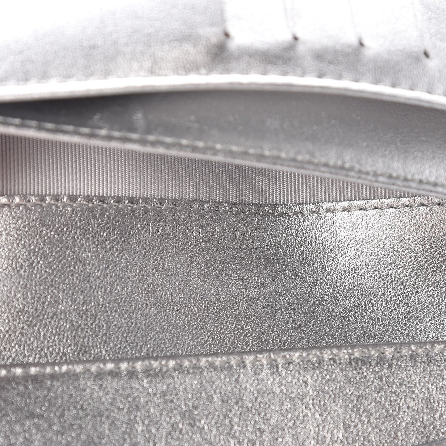 Metallic Lambskin Quilted Yen Wallet Silver