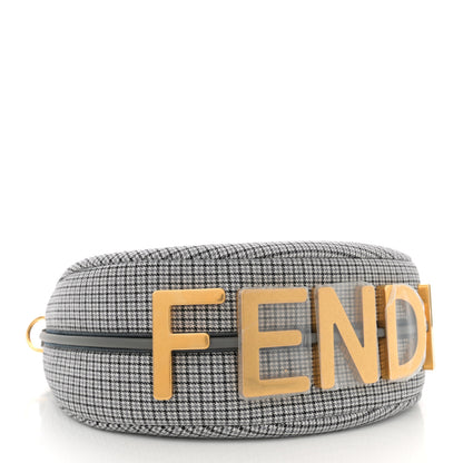 Fendi Wool Vitello Grace Small Houndstooth Small Fendigraphy Hobo Bag Grigio Anthracite 4 of 10