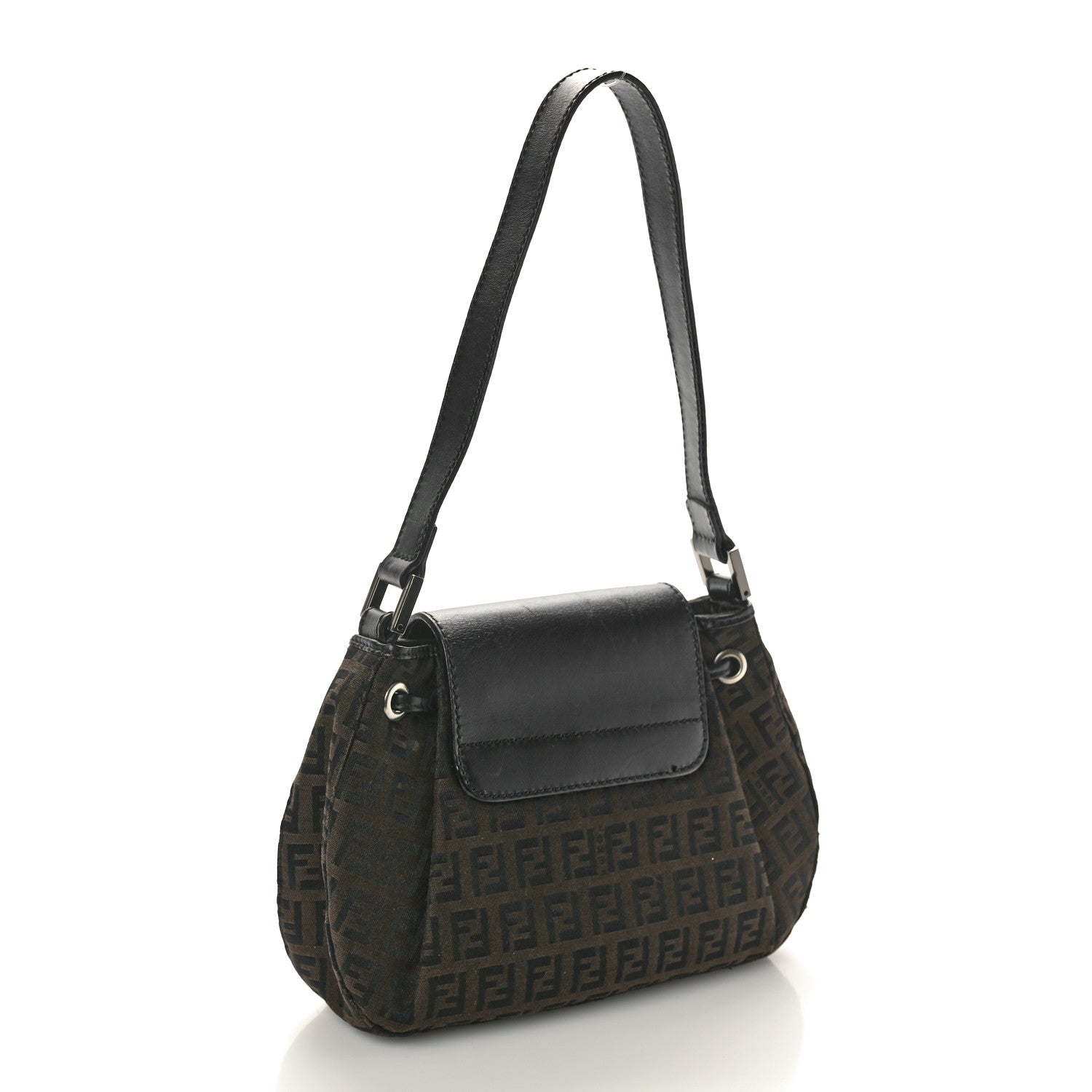 Fendi Zucchino Mini Shoulder Bag Tobacco Black 3 of 10