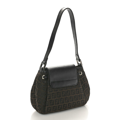 Fendi Zucchino Mini Shoulder Bag Tobacco Black 3 of 10
