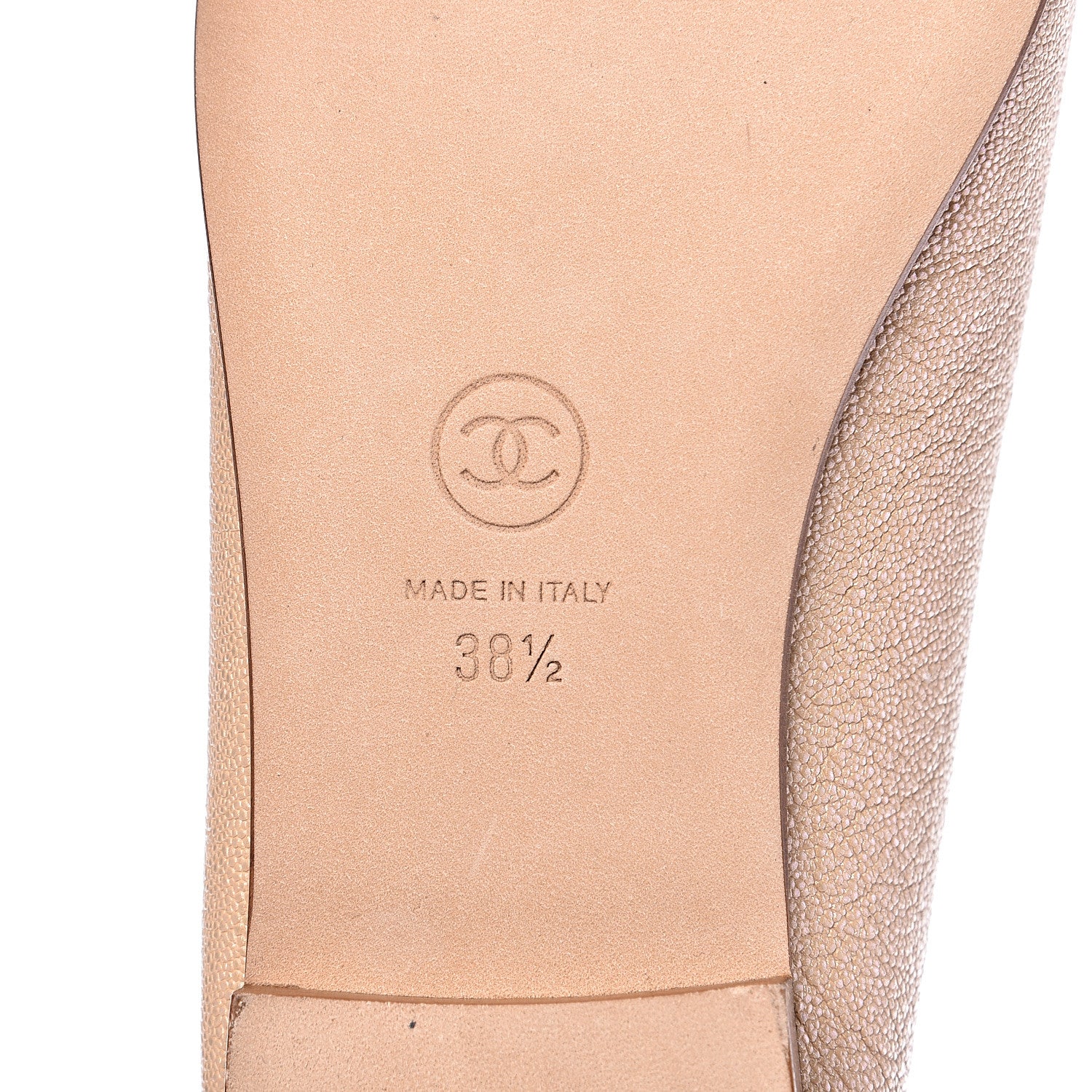 Chanel Grained Calfskin Cap Toe Ballerina Flats 38.5 Beige 6 of 10