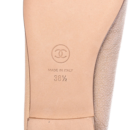 Chanel Grained Calfskin Cap Toe Ballerina Flats 38.5 Beige 6 of 10