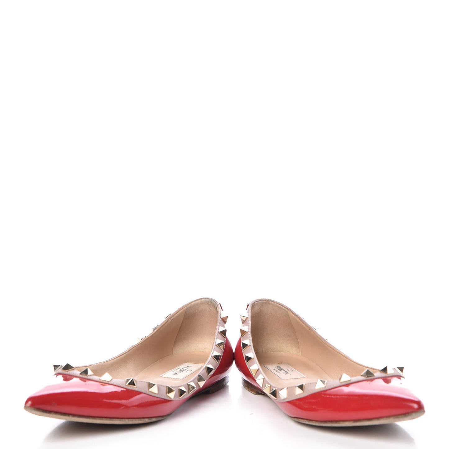 Patent Nappa Rockstud Ballerina Flats 37 Rosso Valentino Poudre