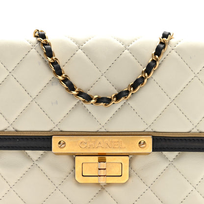 Chanel Lambskin Quilted Mademoiselle East West Flap White Black 8 of 10
