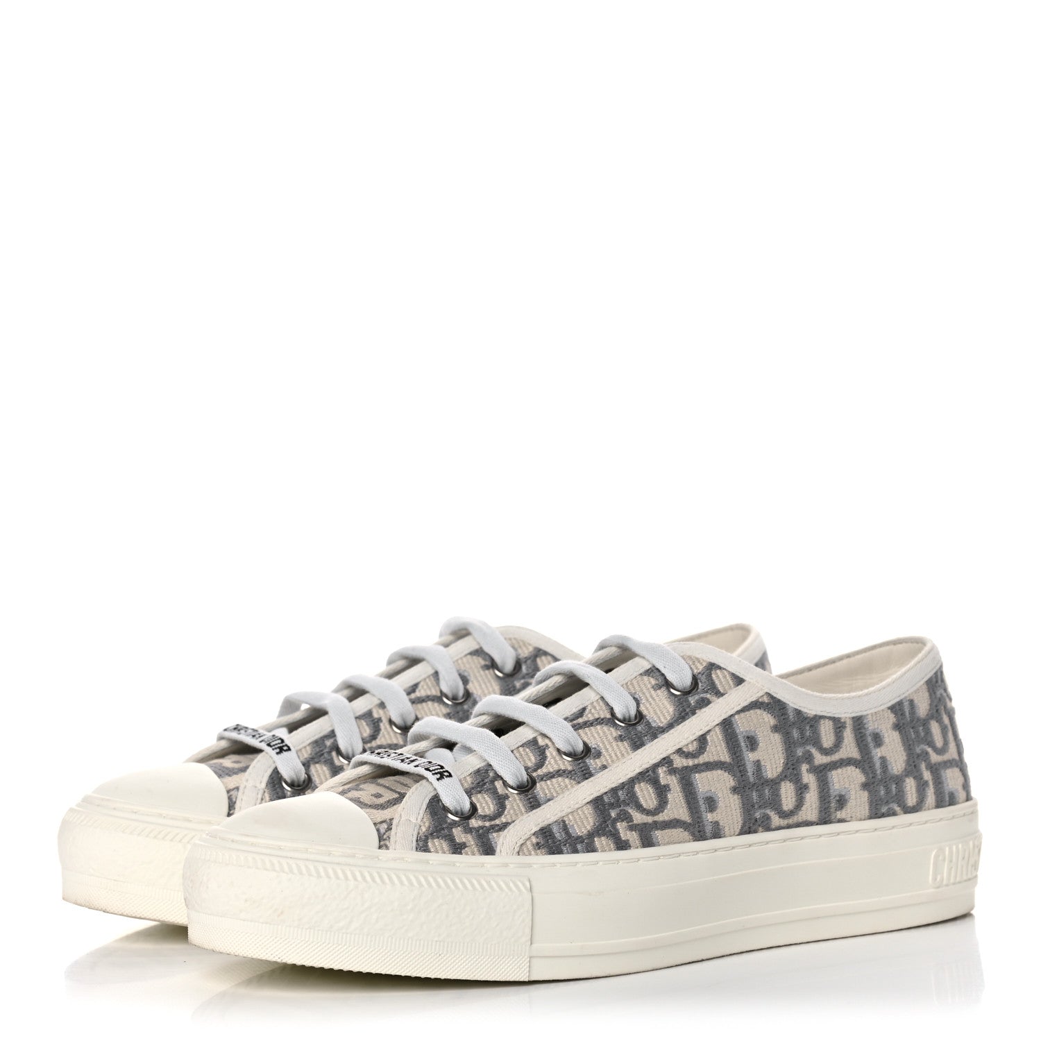 Christian Dior Canvas Oblique Walk'N'Dior Low Top Sneakers 36 Grey Stone 3 of 11