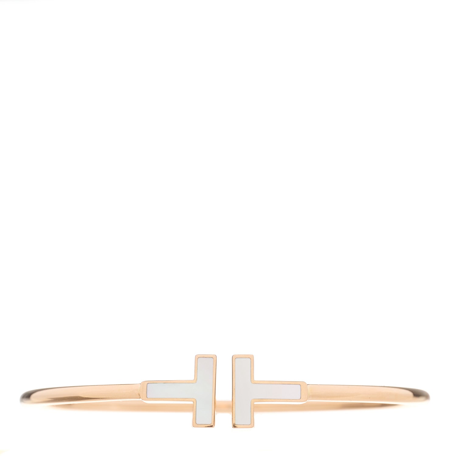 Tiffany 18K Rose Gold Mother of Pearl T Wire Bracelet 1 of 4