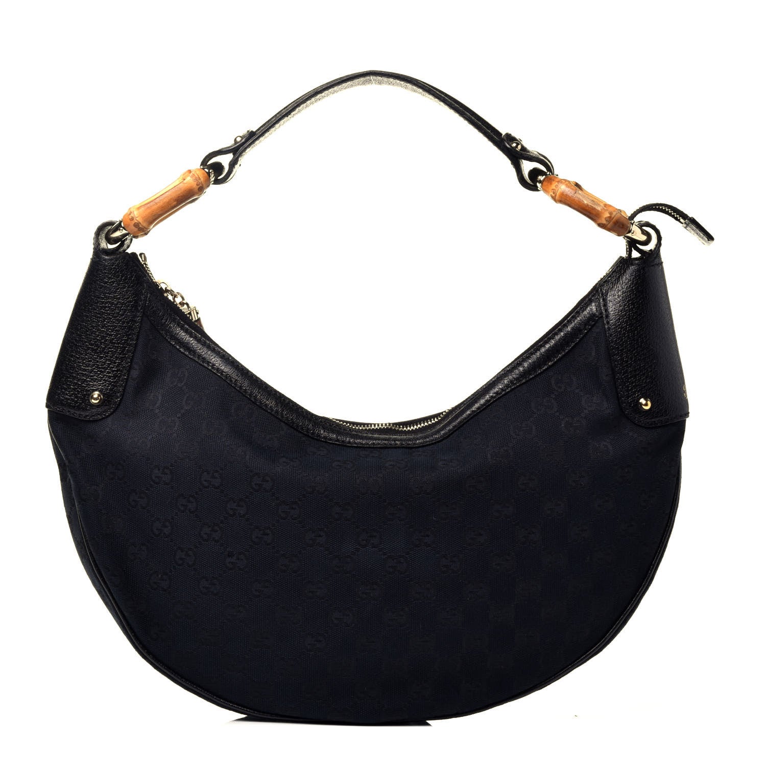 Gucci Monogram Bamboo Ring Hobo Black 1 of 10