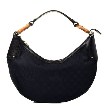 Gucci Monogram Bamboo Ring Hobo Black 1 of 10