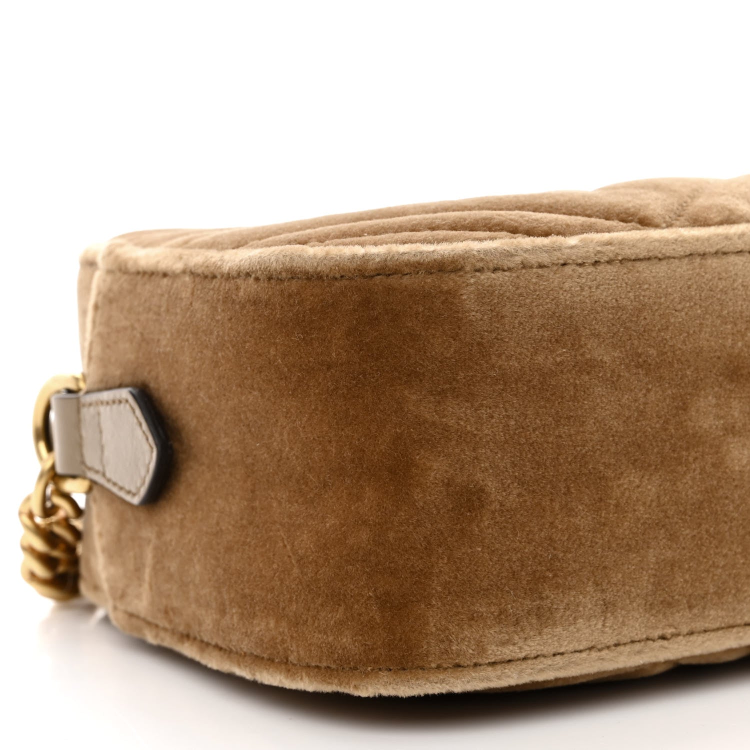 Gucci Velvet Matelasse Small GG Marmont Chain Shoulder Bag Taupe 9 of 10