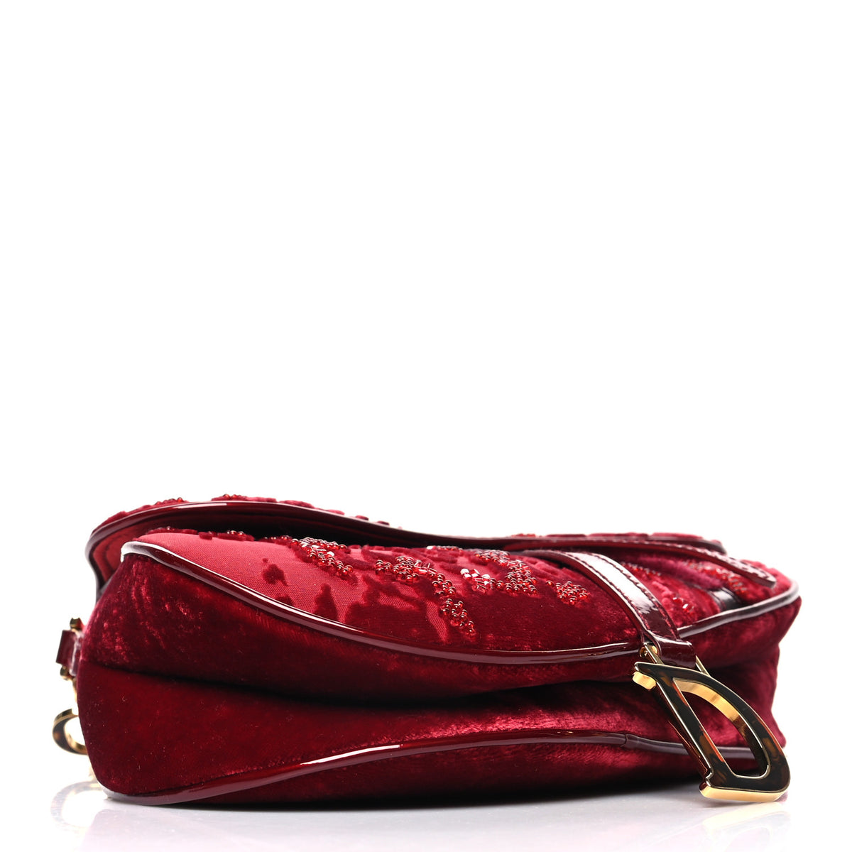 Christian Dior Velvet Beaded Saddle Bag Red 4 of 9