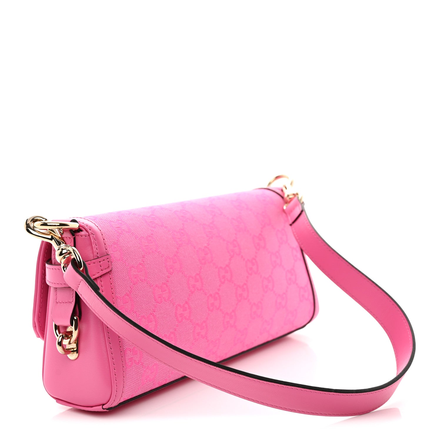 Gucci GG Monogram Textured Dollar Calfskin Small Luce Shoulder Bag Pink 3 of 10