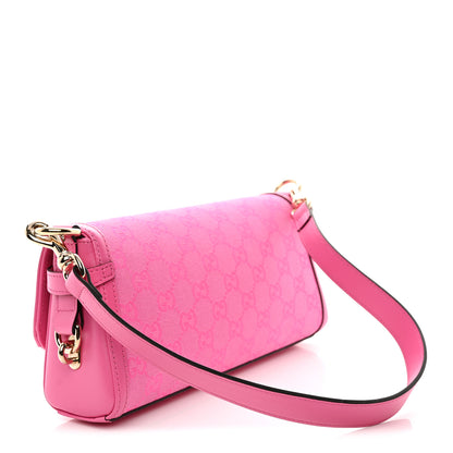Gucci GG Monogram Textured Dollar Calfskin Small Luce Shoulder Bag Pink 3 of 10
