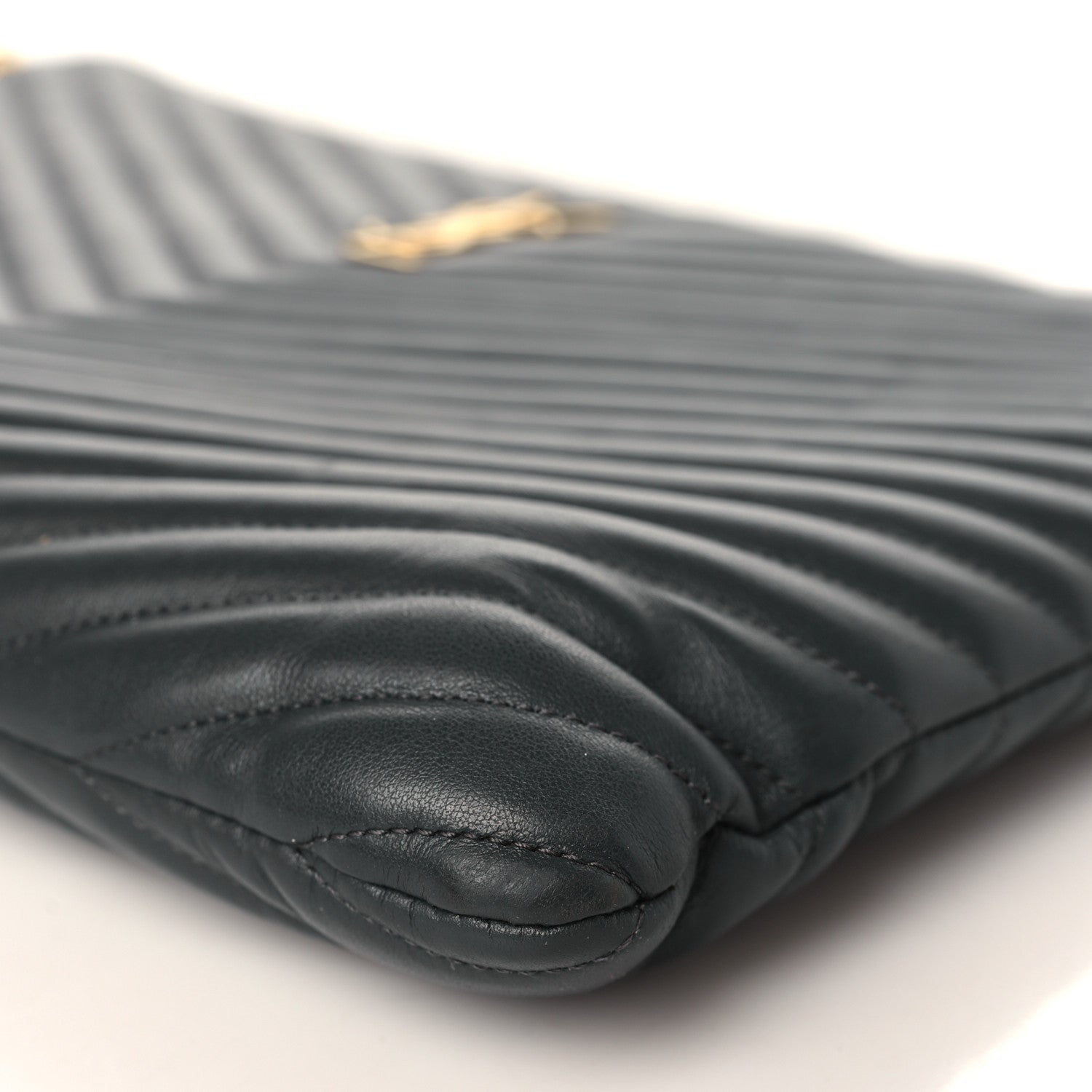 Saint Laurent Calfskin Matelasse Chevron Cassandre Monogram Document Holder Coal 9 of 10