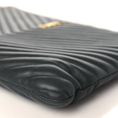 Saint Laurent Calfskin Matelasse Chevron Cassandre Monogram Document Holder Coal 9 of 10