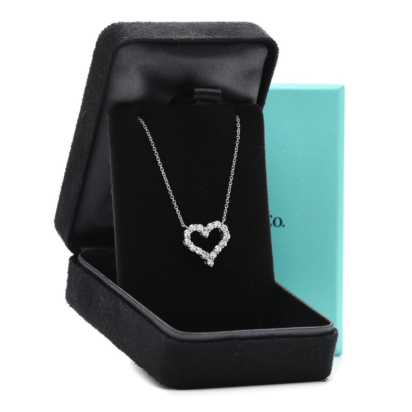 Platinum Diamond Small Heart Pendant Necklace