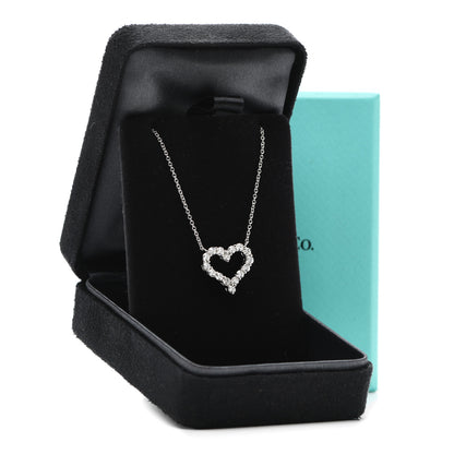 Tiffany Platinum Diamond Small Heart Pendant Necklace 5 of 5