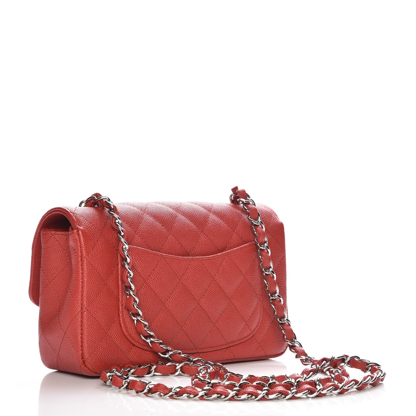 Caviar Quilted Mini Rectangular Flap Red