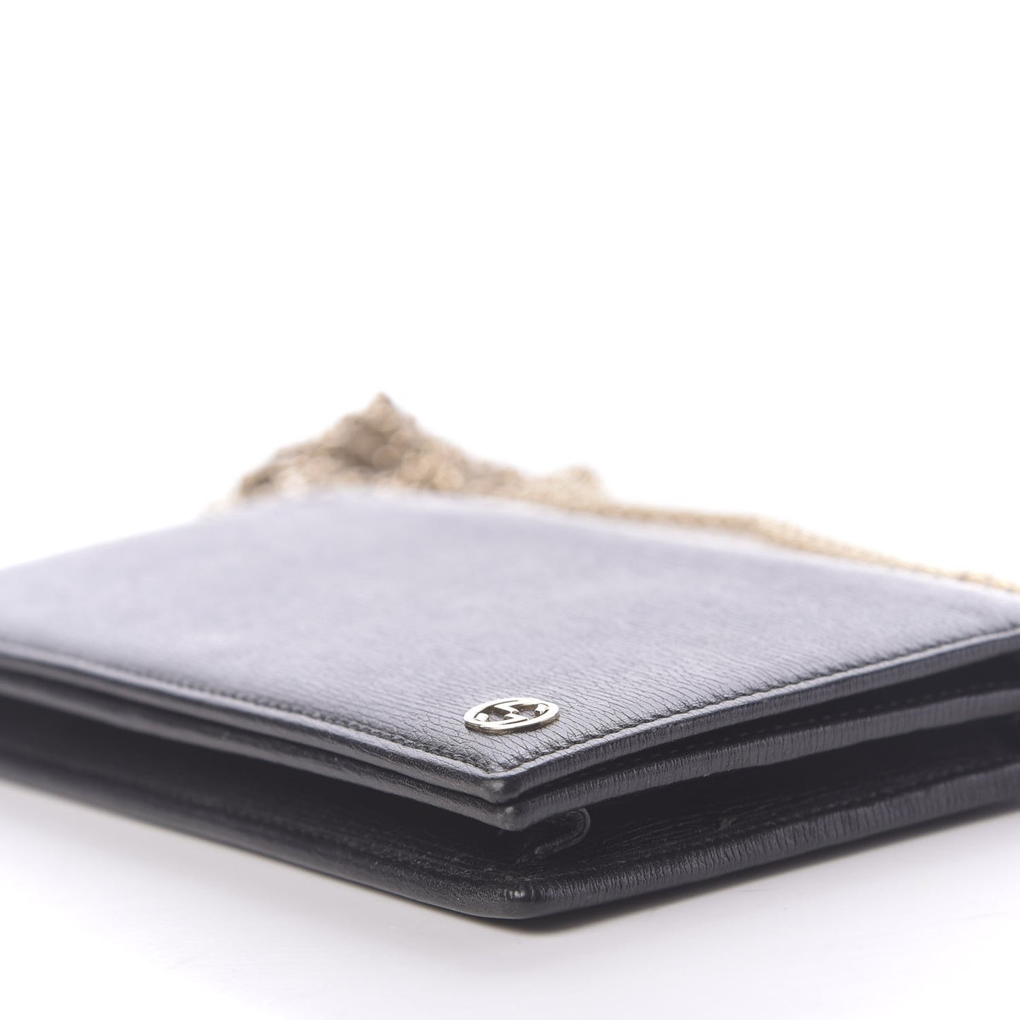 Textured Calfskin Medium Betty Chain Wallet Black