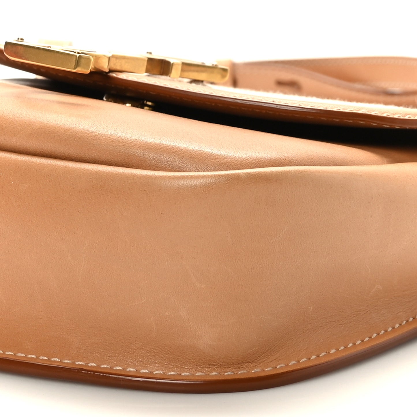 Smooth Calfskin Cotton Canvas Small Kaia Satchel Natural Beige