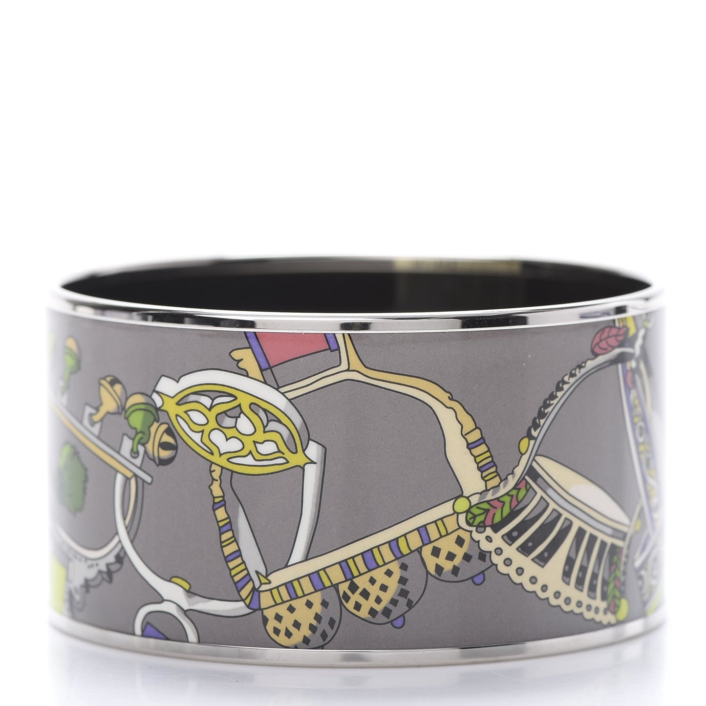 Enamel Printed Extra Wide Concours d'Etrier Bracelet 65 Taupe