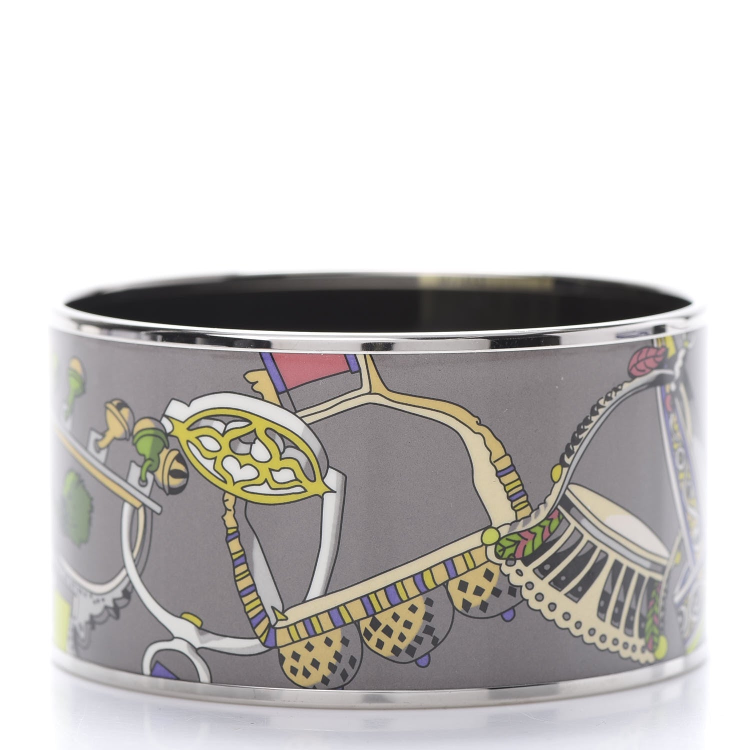 Hermes Enamel Printed Extra Wide Concours d'Etrier Bracelet 65 Taupe 3 of 5