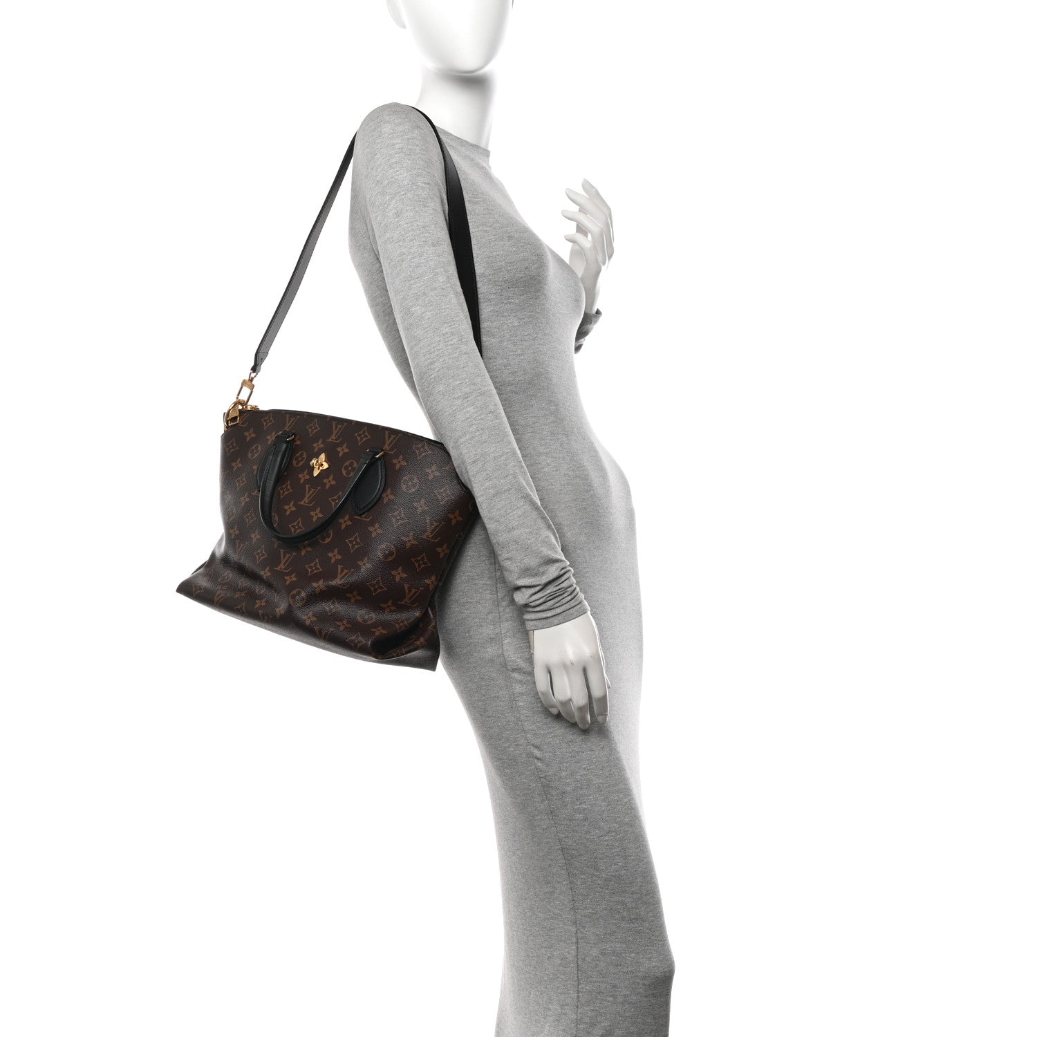 Louis Vuitton Monogram Flower Zipped Tote MM Black 2 of 11