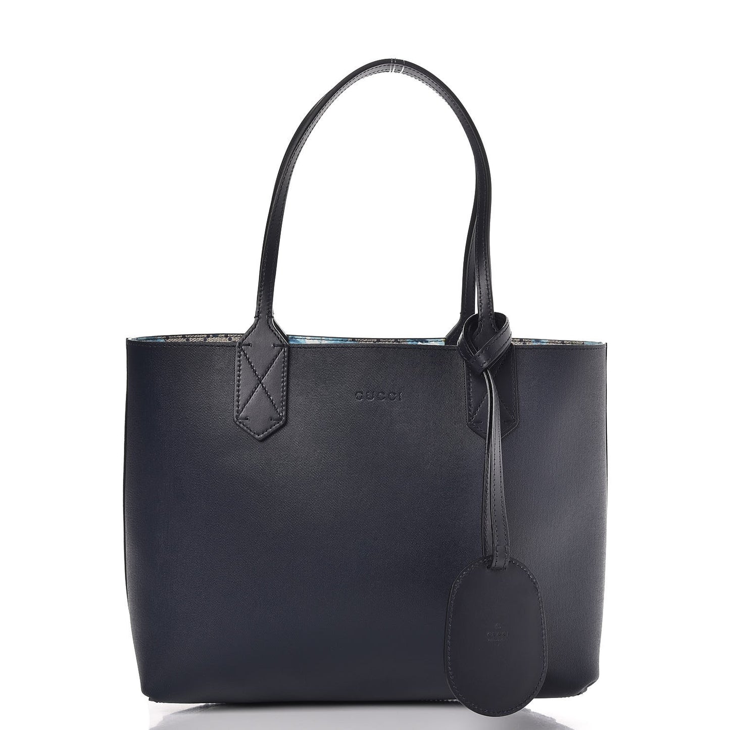 GG Supreme Monogram Blooms Small Reversible Tote Beige Blue Navy