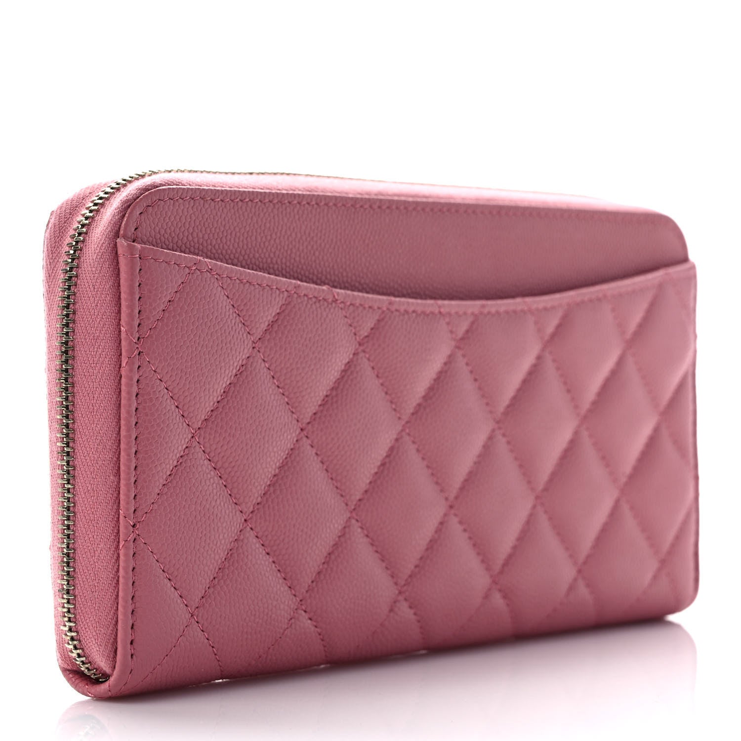 Chanel Caviar Quilted Large Gusset Zip Around Wallet Dark Pink 3 of 8
