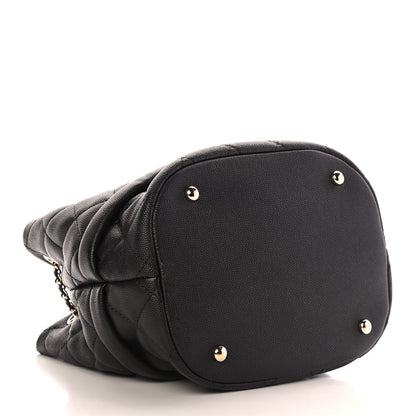 Chanel Caviar Quilted Rolled Up Bucket Drawstring Bag Black 3 of 8