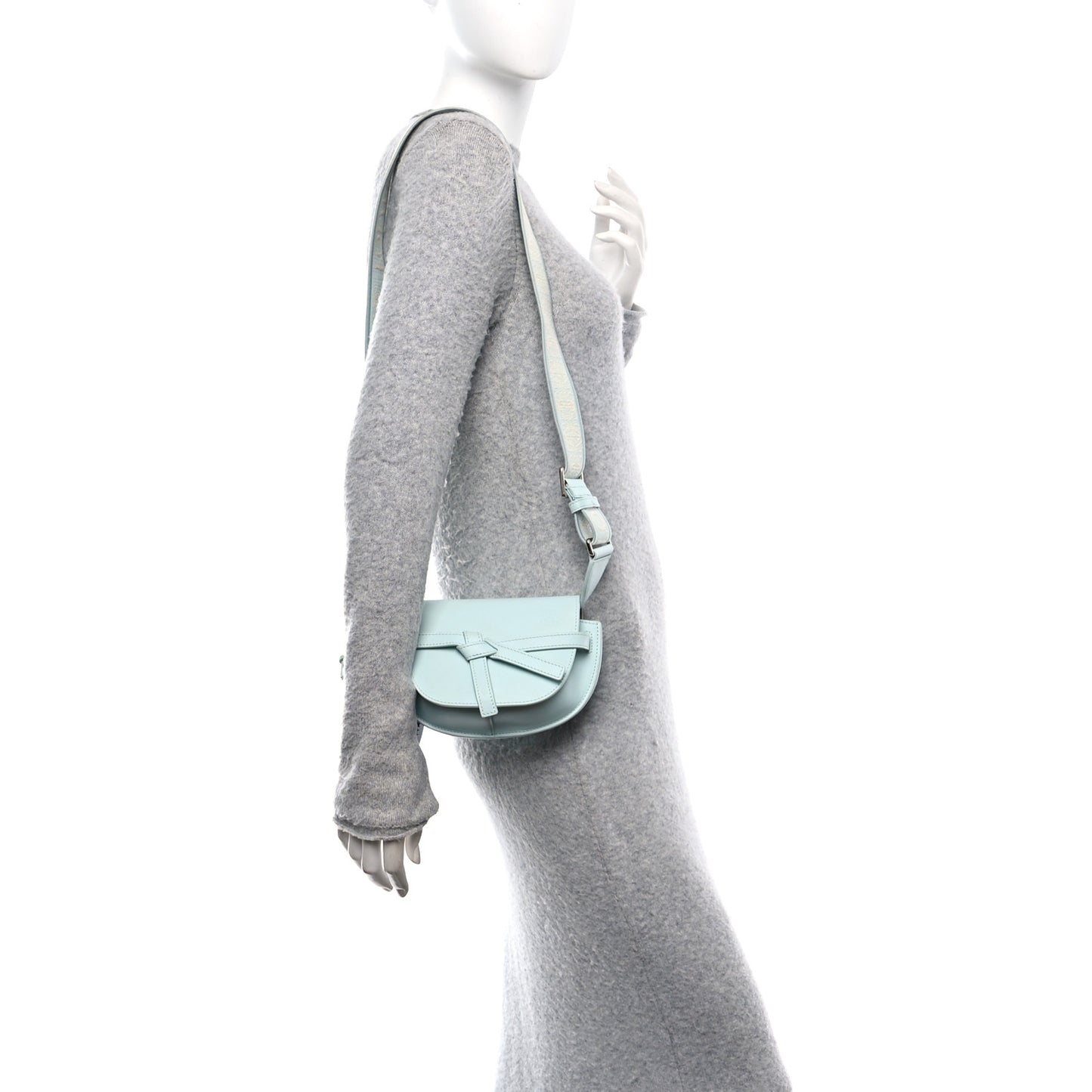 Calfskin Jacquard Mini Gate Dual Bag Abyss Blue