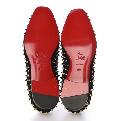Christian Louboutin Veau Velours Crystal Mens Dandy 1C1S Flat Loafers 39.5 Black Gold 5 of 9