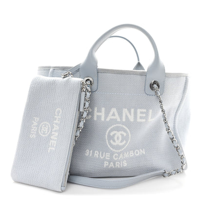 Chanel Mixed Fibers Small Deauville Tote Light Blue 3 of 11