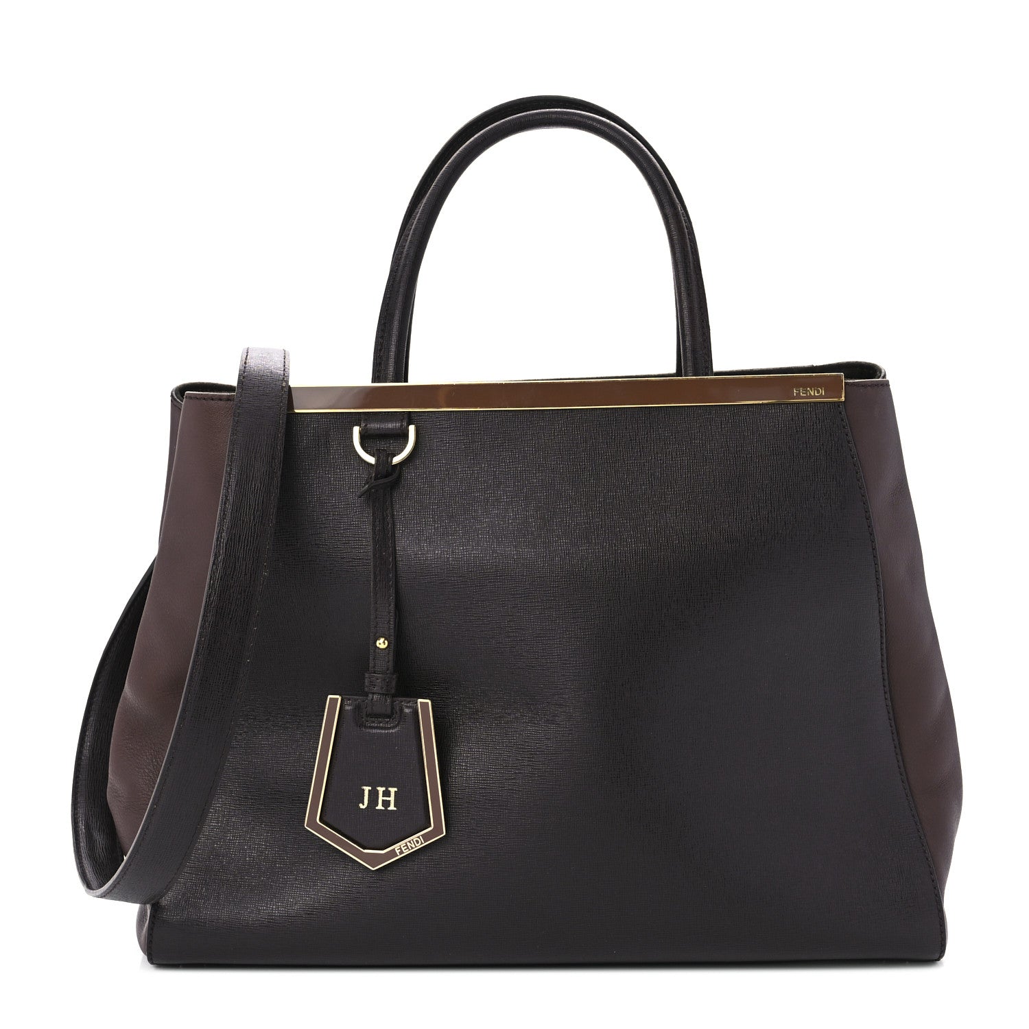 Fendi Vitello Elite Flamingo Regular 2Jours Tote Moro Marrone Nocciola 1 of 11