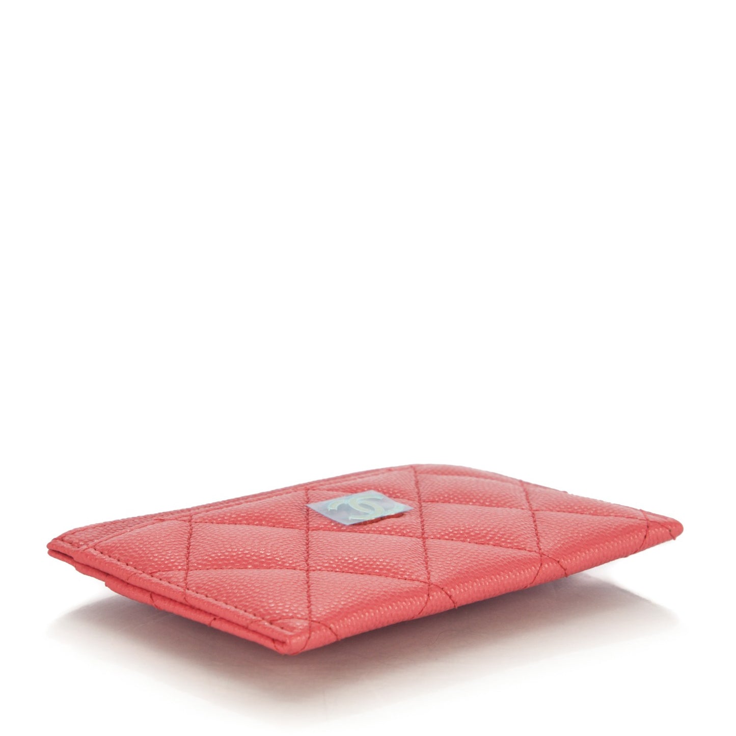 Caviar Quilted Card Holder Dark Pink