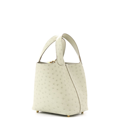 Hermes Ostrich Picotin Lock 18 Gris Perle 3 of 15