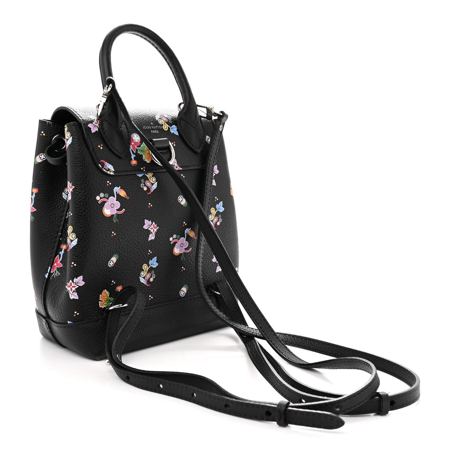 Louis Vuitton Calfskin Flower Lockme Mini Backpack Black Multicolor 5 of 23