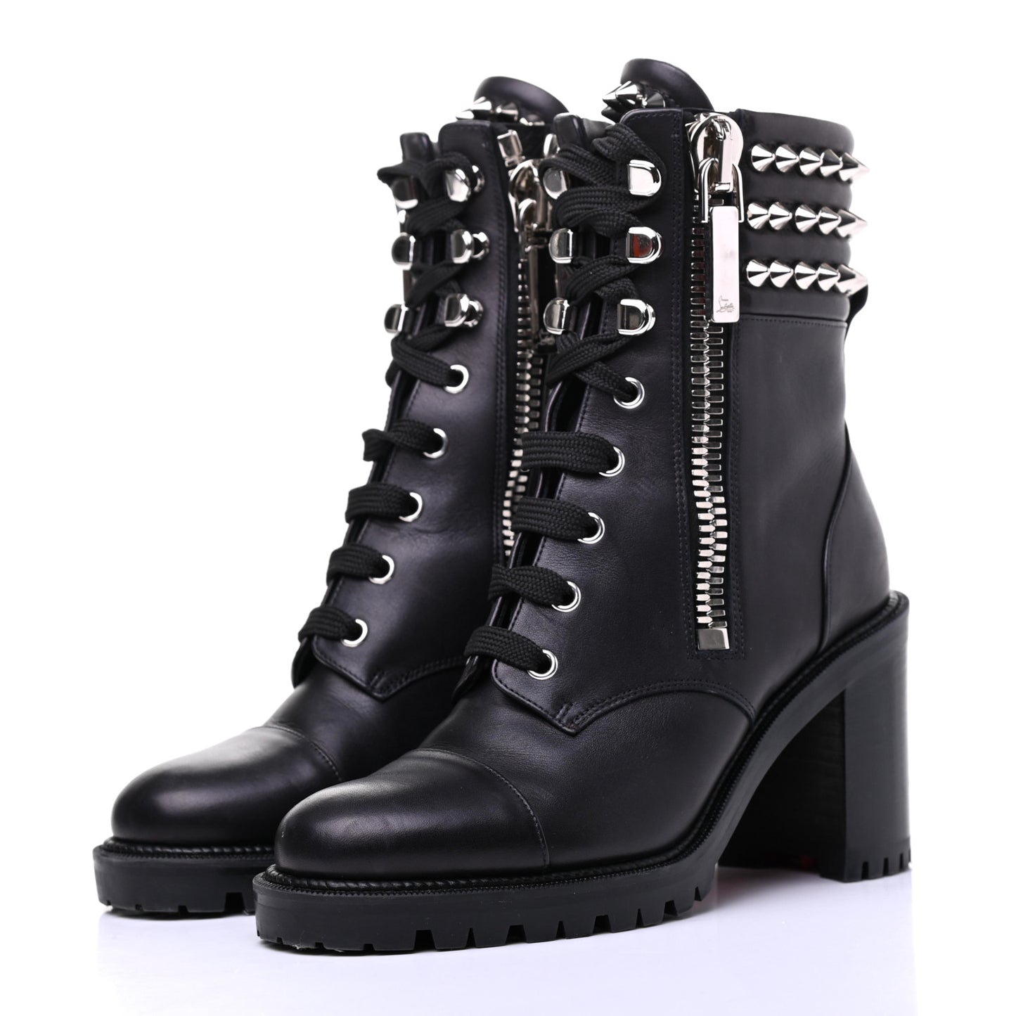 Calfskin Winter Spikes 70 Combat Boots 36 Black
