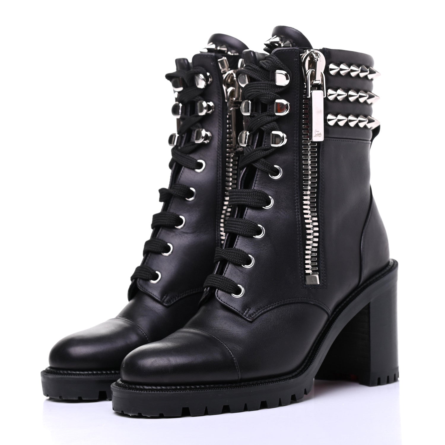 Christian Louboutin Calfskin Winter Spikes 70 Combat Boots 36 Black 3 of 11