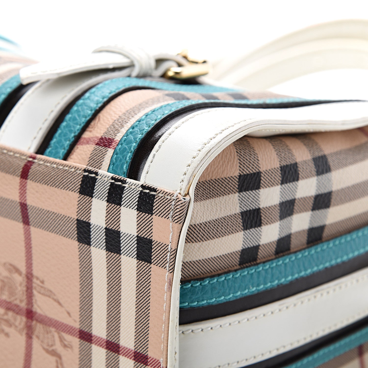 Burberry Haymarket Check Medium Alchester Bowling Bag White Aqua 15 of 21