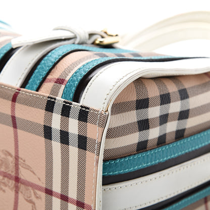 Burberry Haymarket Check Medium Alchester Bowling Bag White Aqua 15 of 21