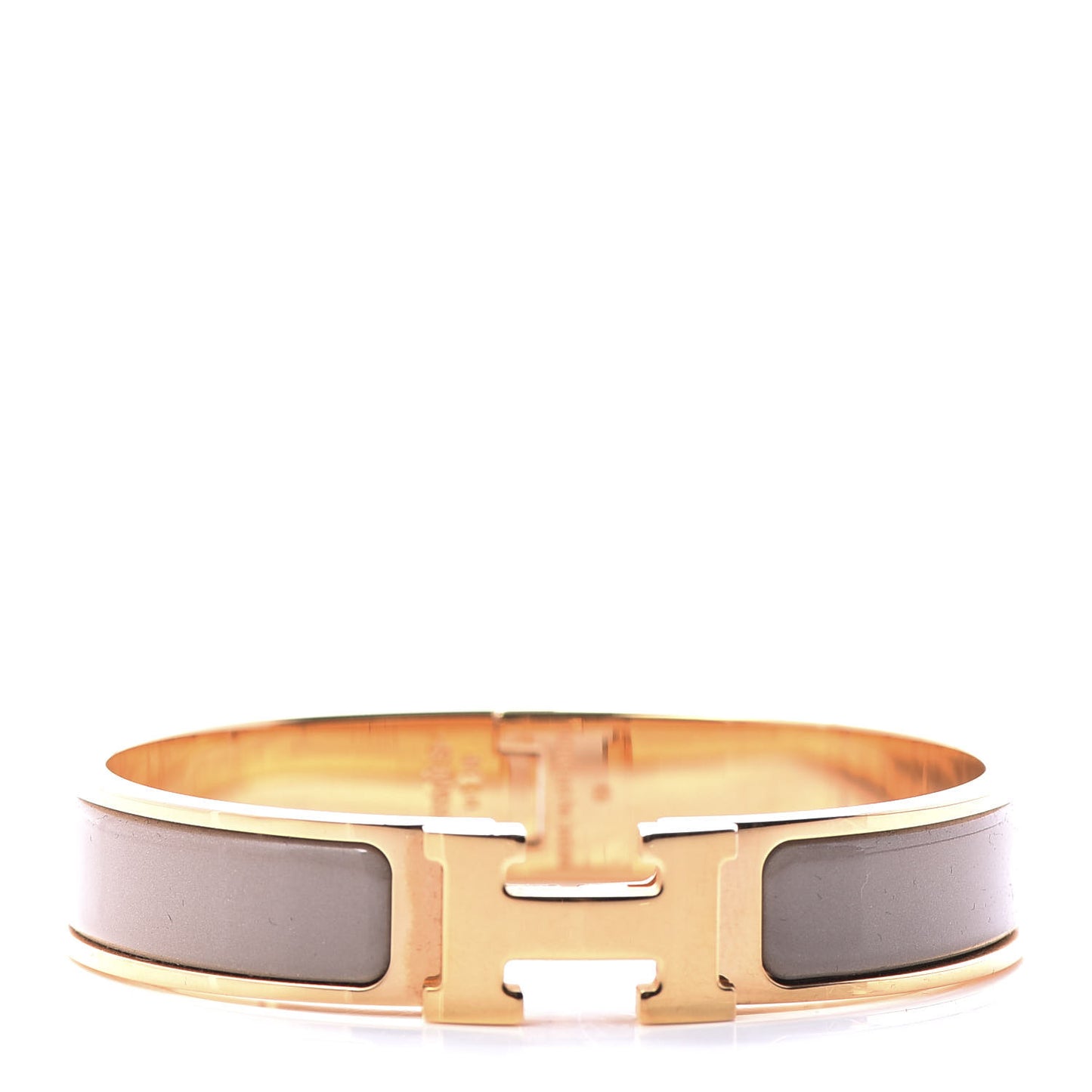 Enamel Clic Clac H Narrow Bracelet PM Marron Glace