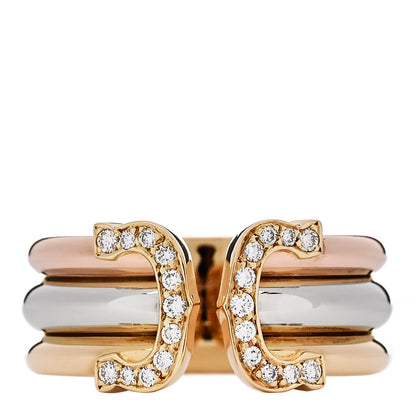 Cartier 18K Pink Yellow White Gold Diamond 11mm C De Cartier Ring 58 8.5 1 of 4