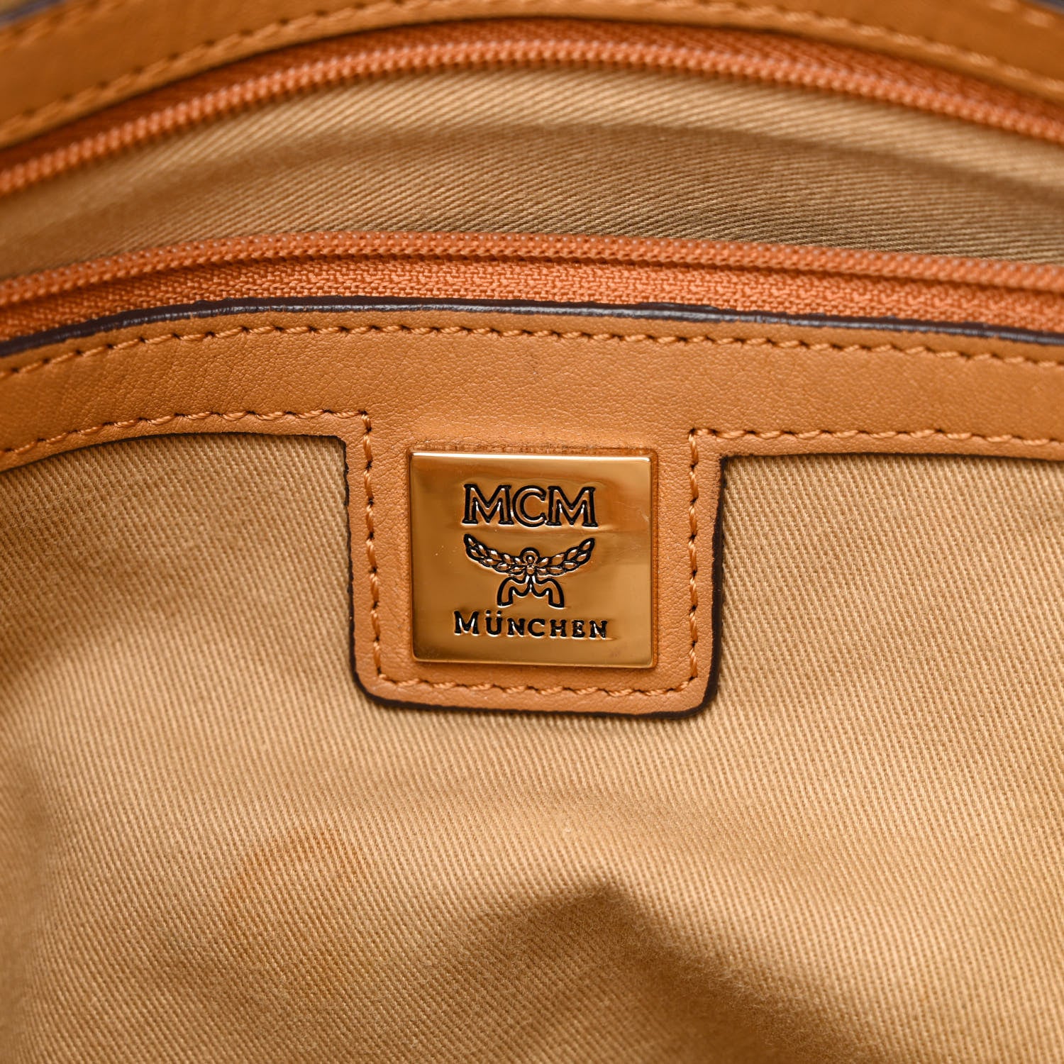 MCM Visetos Medium Essentials Shopper Tote Cognac 6 of 15